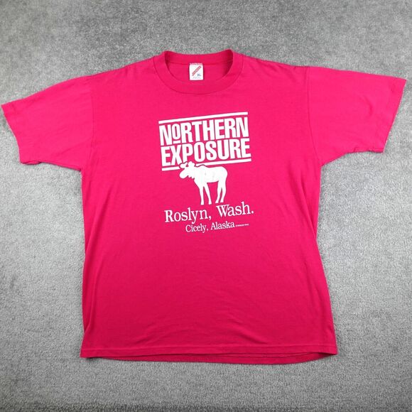 VTG Northern Exposure Shirt Mens XL Pink TV Promo Tee 90s USA Made Single Stitch - Picture 1 of 9